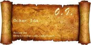 Ocker Ida névjegykártya